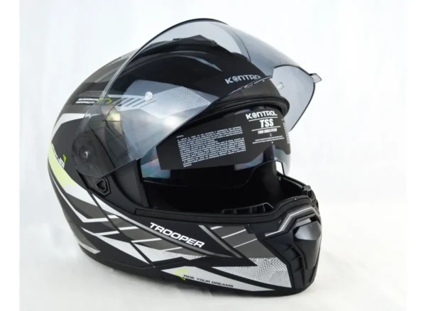 Casco Abatible Marca Kontrol Trooper, Diseño, Certificación Dot.