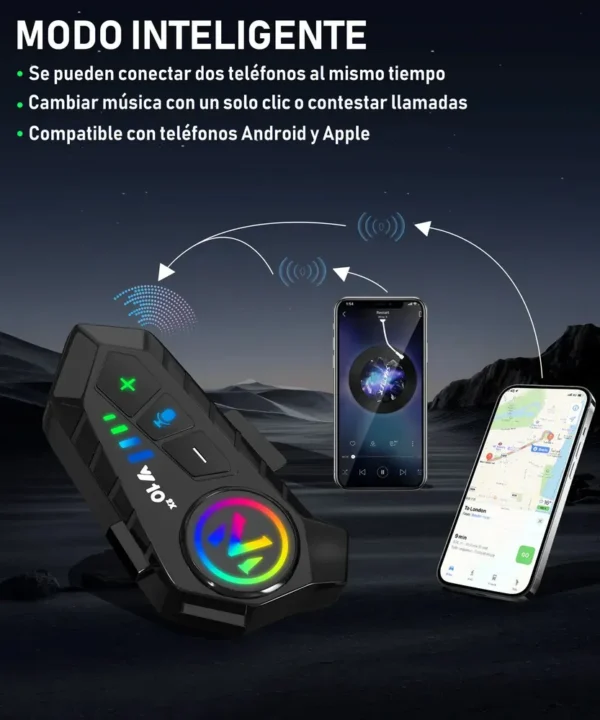 Intercomunicador Para Casco Y10 2x, Bluethooth 5.3