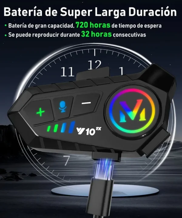 Intercomunicador Para Casco Y10 2x, Bluethooth 5.3