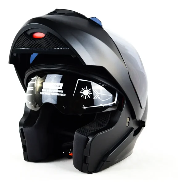Casco Ich 3130 Abatible Plano Certificado, Color Negro Mate