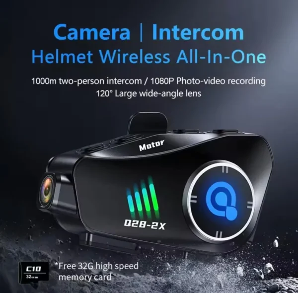 Intercomunicador Con Cámara Motor Q28-2x, Blutooth 5.0