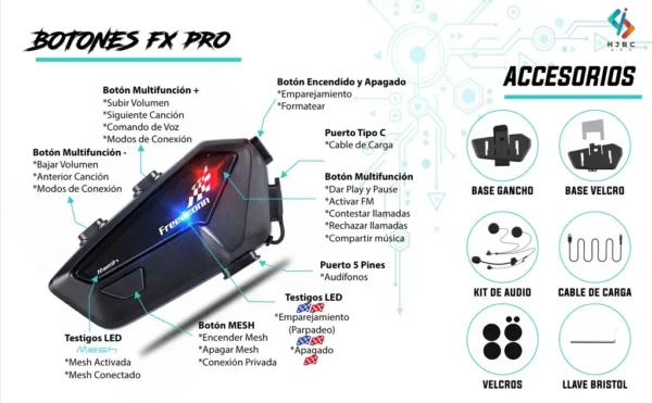 Intercomunicador Con Ia Y Conexion Mesh, Freedconn Fx Pro