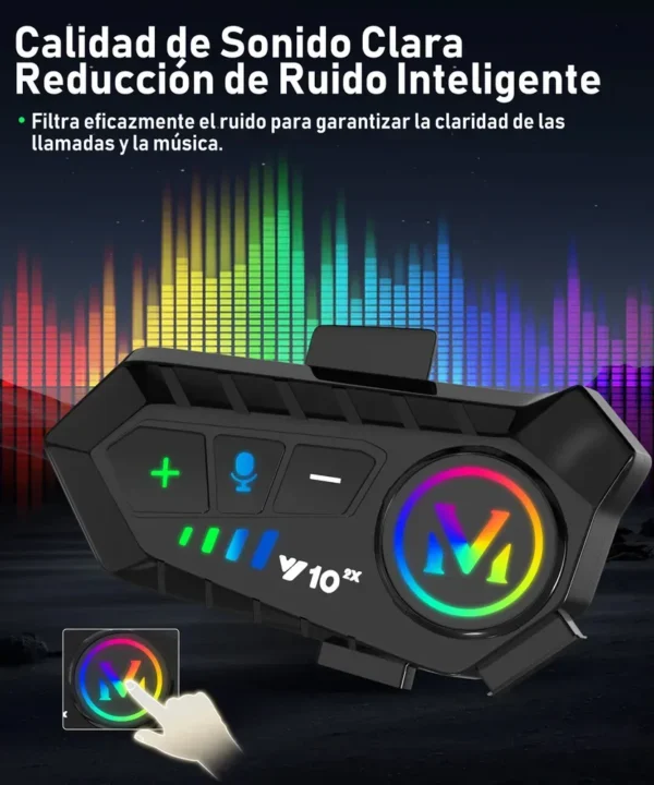 Intercomunicador Para Casco Y10 2x, Bluethooth 5.3
