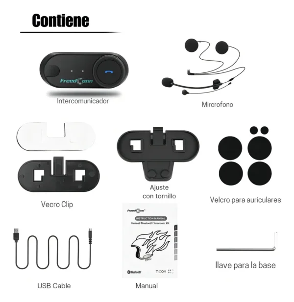 Intercomunicador Para Casco T-com Freedconn T-COM VB Bluetooth Negro
