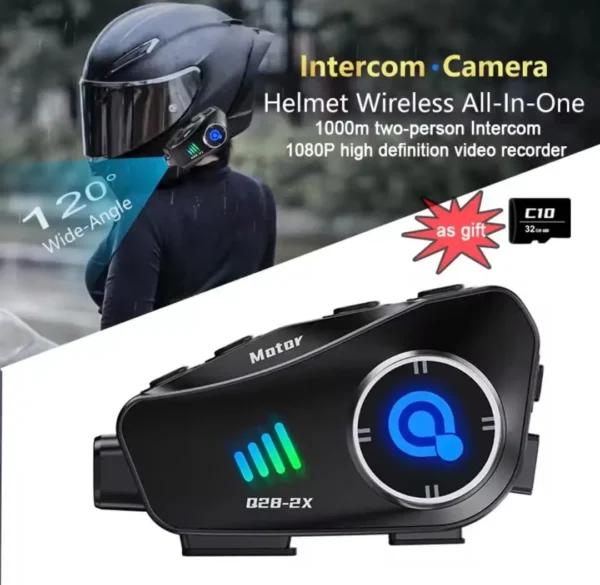 Intercomunicador Con Cámara Motor Q28-2x, Blutooth 5.0