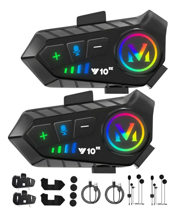 Intercomunicador Para Casco Y10 2x, Bluethooth 5.3