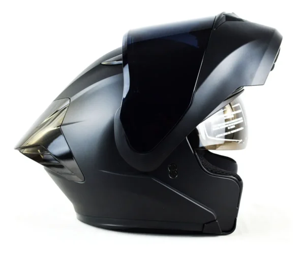 Casco Ich 3130 Abatible Plano Certificado, Color Negro Mate