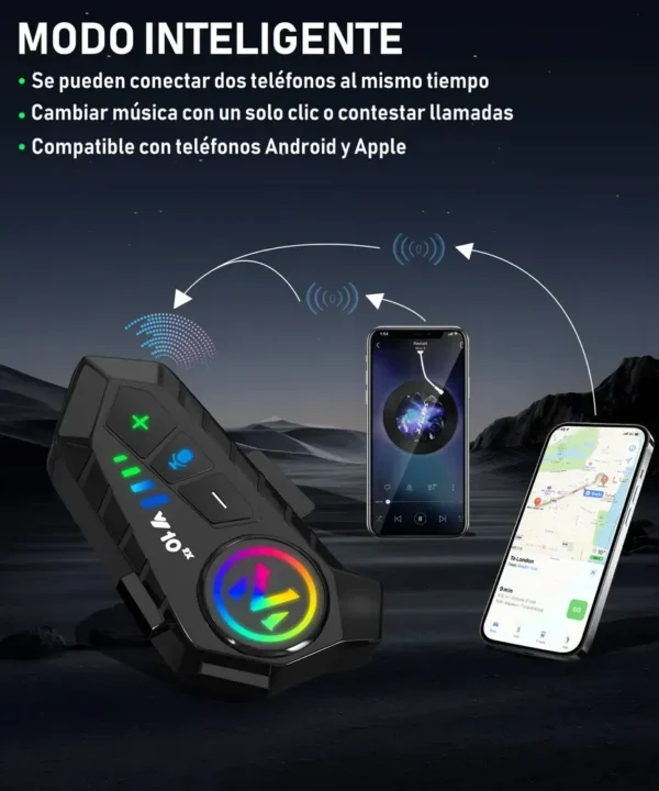 Pack X2 Intercomunicador Para Casco Y10 2x, Bluethooth 5.3